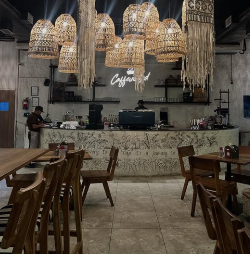 Caffeinated – Sector 144 Noida – 4.3 Rating – ₹1700 approx for two, exclusive of taxes – Vibrant Multi-Cuisine Cafe with Rooftop Seating & Global Flavors in Noida